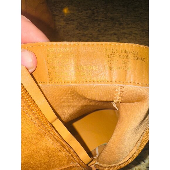 SO Camel Faux Suede Fringe Ankle Western Boots Wedge Heel 8.5 Boho Cowgirl - Picture 6 of 14